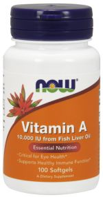 NOW Supplements Vitamin A 10,000 IU - 100 Softgels