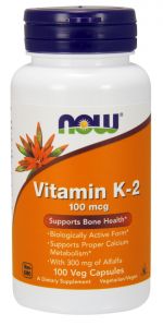 NOW Supplements Vitamin K-2 100 mcg - 100 Veg Capsules