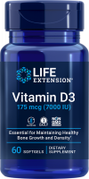 Life Extension Vitamin D3, 175 mcg (7000 IU), 60 softgels