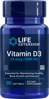 Life Extension Vitamin D3, 25 mcg (1000 IU), 90 softgels