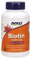 NOW Supplements Biotin 5,000 mcg - 120 Veg Capsules