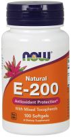 NOW Supplements Vitamin E-200 With Mixed Tocopherols - 100 Softgels