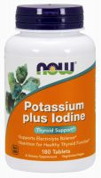 NOW Supplements Potassium plus Iodine - 180 Tablets