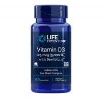 Life Extension Vit D3 with Sea-Iodine, 125 mcg (5000 IU), 60Cap