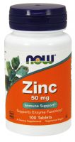 NOW Supplements Zinc 50 mg - 100 Tablets