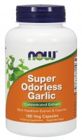 NOW Supplements Super Odorless Garlic - 180 Veg Capsules