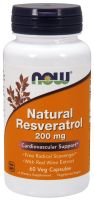 NOW Supplements Natural Resveratrol 200 mg - 60 Veg Capsules