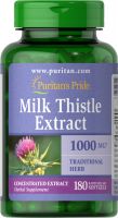 Puritan's Pride Milk Thistle 1000 mg 4:1 Extract (Silymarin) 180 Softgels