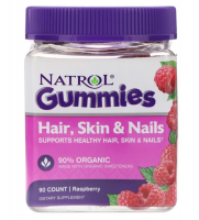 Natrol Gummies Hair, Skin & Nails, Raspberry - 90 Count